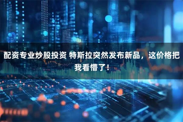 配资专业炒股投资 特斯拉突然发布新品，这价格把我看懵了！